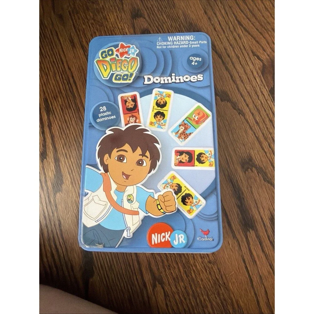 Go Diego Go Dominoes 28 Plastic Pieces in Collector Tin 2006 No Instructions